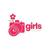 féminin girly photographe caméra fleurs coloré moderne logo vecteur icône illustration