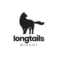 longue queues gros chat ancien animal mascotte logo vecteur icône illustration