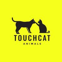 chat animaux domestiques copains toucher mascotte minimal noir logo vecteur icône illustration