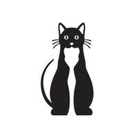 noir chat asseoir cool animaux domestiques moderne minimal mascotte logo vecteur icône illustration