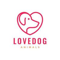 chien amoureux animaux domestiques cœur lignes minimal moderne Facile moderne mascotte logo vecteur icône illustration