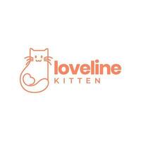 chat amoureux animaux domestiques cœur lignes minimal moderne Facile mascotte logo vecteur icône illustration