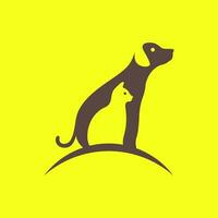 chat et chien animaux domestiques moderne minimal mascotte Facile logo vecteur icône illustration