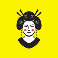 beauté femmes Japonais culture traditionnel Royaume mascotte vieux logo vecteur icône illustration