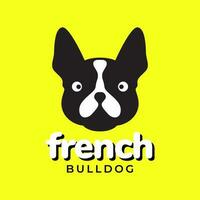 français bouledogue chien animaux domestiques pedigree mignonne mascotte dessin animé moderne coloré logo vecteur icône illustration