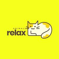 chat chaton se détendre sommeil paresseux animaux domestiques dessin animé mignonne mascotte coloré moderne logo vecteur icône illustration