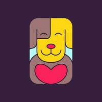 chien animaux domestiques amoureux cœur se soucier coloré abstrait mascotte dessin animé sourire mignonne moderne logo vecteur icône illustration