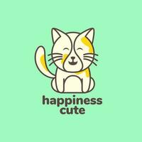 chaton chat animaux domestiques coloré mascotte dessin animé mignonne content sourire moderne logo vecteur icône illustration