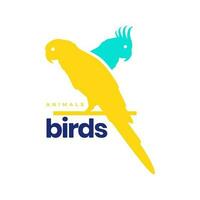 beauté perroquet et cacatoès oiseau coloré abstrait moderne mascotte logo icône vecteur illustration