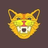 rugir tigre ancien bête faune jungle coloré mascotte logo vecteur icône illustration