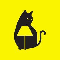 noir chat animaux domestiques en jouant lumière supporter lampe intérieur meubles mascotte moderne minimal logo icône vecteur illustration