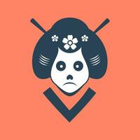 Japonais femme fantôme mascotte culture traditionnel logo icône vecteur illustration