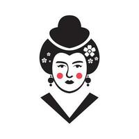 Japonais femme beauté culture traditionnel ancien minimal mascotte logo icône vecteur illustration