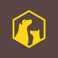 chien animaux domestiques hexagonal badge Facile moderne mascotte minimal logo icône vecteur illustration