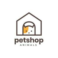 chat ou chien animaux domestiques Accueil maison cage animal de compagnie magasin mignonne minimal moderne Facile logo vecteur icône illustration