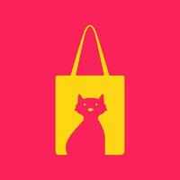 chat animal de compagnie magasin sac achats coloré moderne minimal mascotte logo vecteur icône illustration