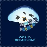 monde océans journée concept. modèle pour arrière-plan, bannière, carte, affiche. vecteur illustration.