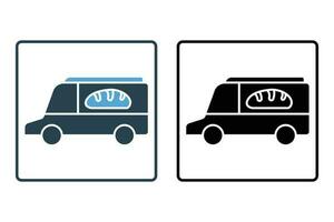 nourriture un camion icône. icône en relation à un service de boulangerie, livraison auto. solide icône style conception. Facile vecteur conception modifiable