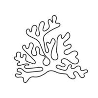 griffonnage corail contour. vecteur icône isolé. concept le monde journée océan, mer les plantes.