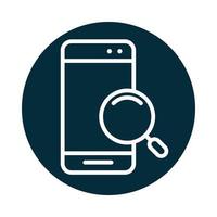 icône de recherche bloc d'application de loupe de périphérique smartphone et icône de ligne vecteur