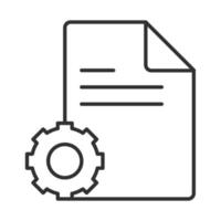 icône de ligne de travail d'engrenage de papier de document d'analyse de données vecteur