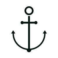 ancre nautique maritime plat icône style fond blanc vecteur