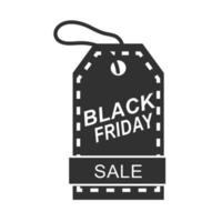 étiquette de prix de vente vendredi noir dans le style de silhouette icône fond blanc vecteur
