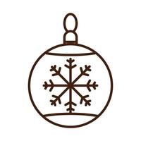 joyeux joyeux noël boule avec décoration flocon de neige célébration style icône linéaire festive vecteur