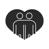 les gens s'embrassent à l'intérieur de la communauté du cœur et de l'icône de silhouette de partenariat vecteur