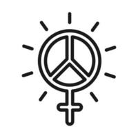 féminisme mouvement icône sexe féminin paix et amour emblème pictogramme style de ligne vecteur