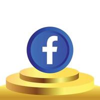 icône facebook 3d de médias sociaux vecteur