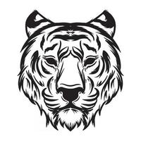 Dessin à la main illustration vectorielle de tête de tigre noir et blanc vecteur