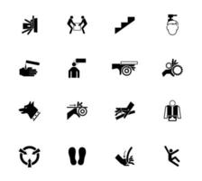 Signes avant-coureurs, étiquettes de l'icône des risques industriels signe isolé sur fond blanc, illustration vectorielle vecteur