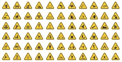 Les étiquettes de symboles de danger d'avertissement signent isoler sur fond blanc, illustration vectorielle vecteur