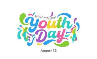 Facile coloré international jeunesse journée logo typographie dans géométrique éclaboussure style vecteur