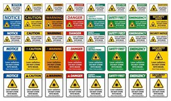 rayonnement laser, ne pas regarder dans le faisceau, signe de produit laser de classe 2 sur fond blanc vecteur