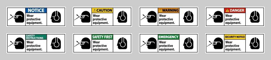 porter un équipement de protection avec des lunettes et des lunettes graphiques vecteur