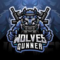 création de logo de mascotte esport artilleur de loups vecteur