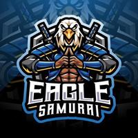 création de logo mascotte aigle samouraï esport vecteur