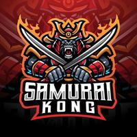 logo mascotte samouraï kong esport vecteur