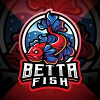 logo de mascotte de poisson betta esport vecteur