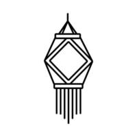 icône de style de ligne de décoration de lampe en papier diwali vecteur