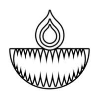 icône de style de ligne de bougie diwali vecteur