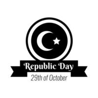 jour de célébration cumhuriyet bayrami avec croissant de lune et style silhouette numéro 29 vecteur