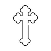 icône de style de ligne de symbole de croix religieuse vecteur