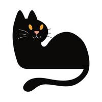 icône de style plat noir chat halloween vecteur