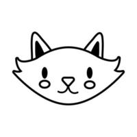 icône de style de ligne tête noire chat halloween vecteur