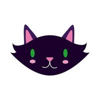 icône de style plat tête noire chat halloween vecteur