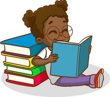 les enfants en train de lire livre. des gamins en train d'étudier avec une livre. vecteur illustration