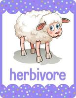 flashcard de vocabulaire avec le mot herbivore vecteur